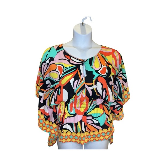 BOLD elements Multicolor Abstract Women's Blouse Boho Kimono style size M - Picture 1 of 10